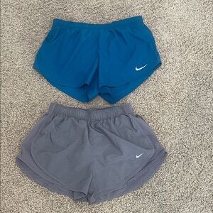 Nike Women's Dri-Fit Athletic Shorts in Blue and Gray